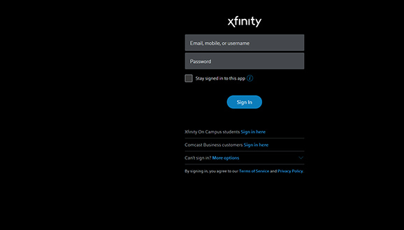 log in to your Xfinity Stream